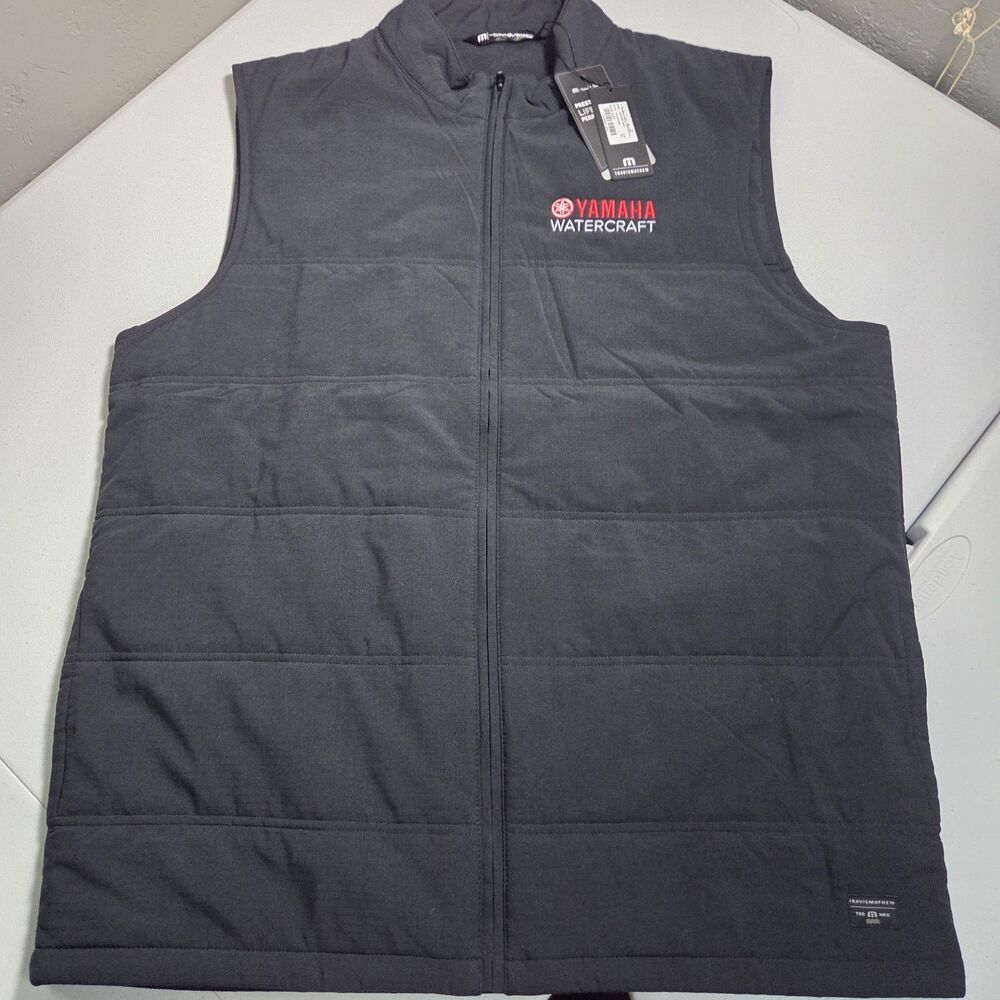 TravisMathew Cold Bay Vest Mens XL Black Yamaha Watercraft Quilted Full Zip